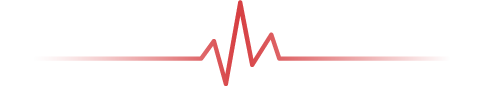 Red heartbeat line with a sharp ECG spike on a white background