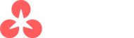 Rødt stilisert symbol: tre sirkler med en indre stjernelignende form.