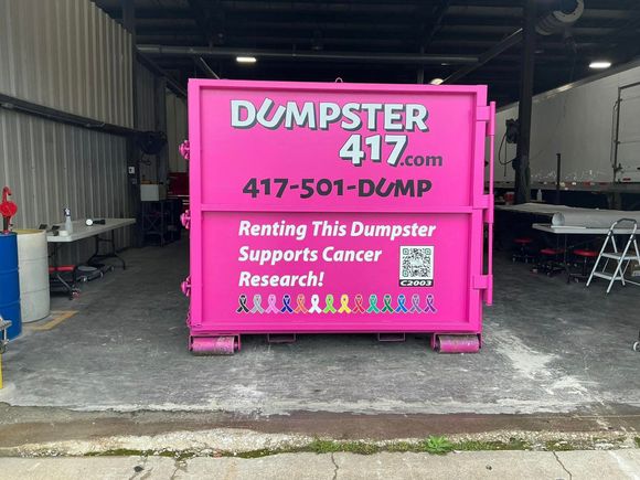 pink dumpster rental - hauling for healing cancer