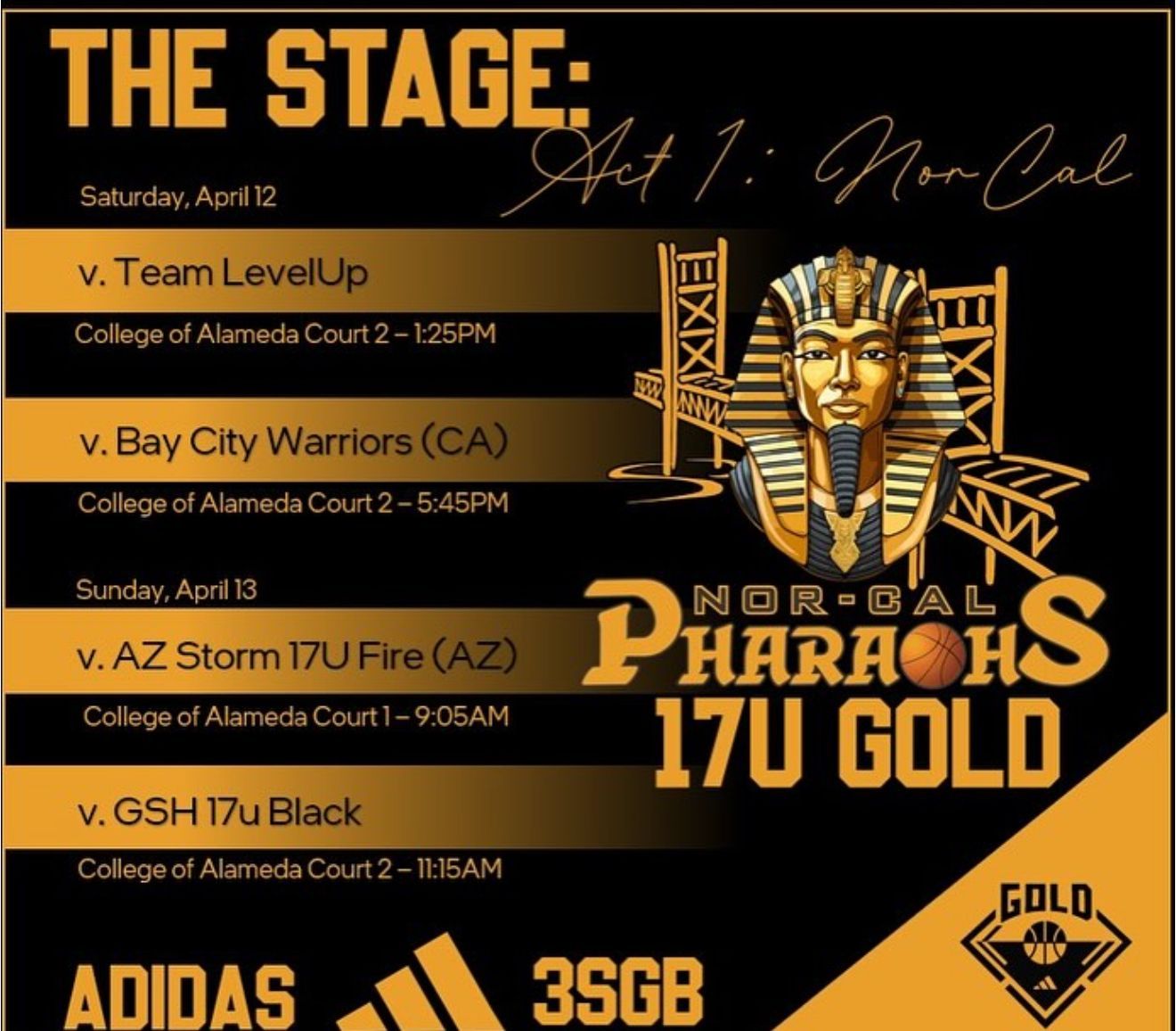 Adidas 3Stripes Gold West 1 17U Gold Schedule 
