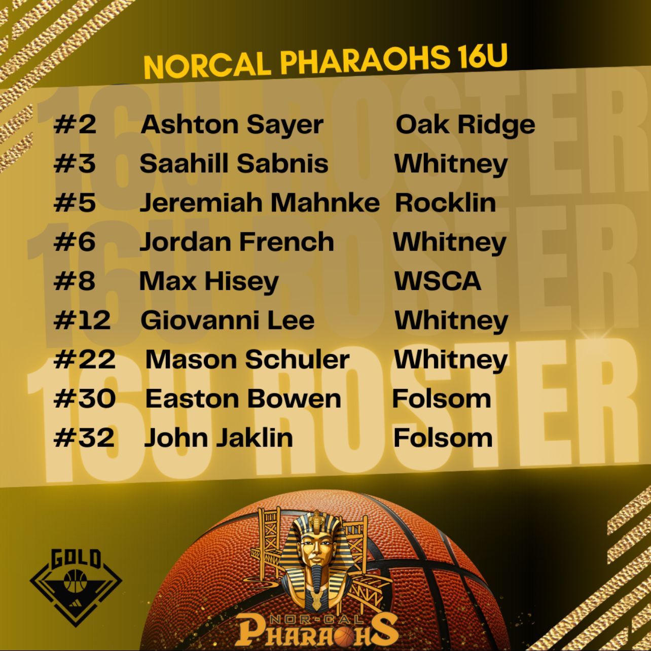 Adidas 3Stripes Gold West 1 16U Roster