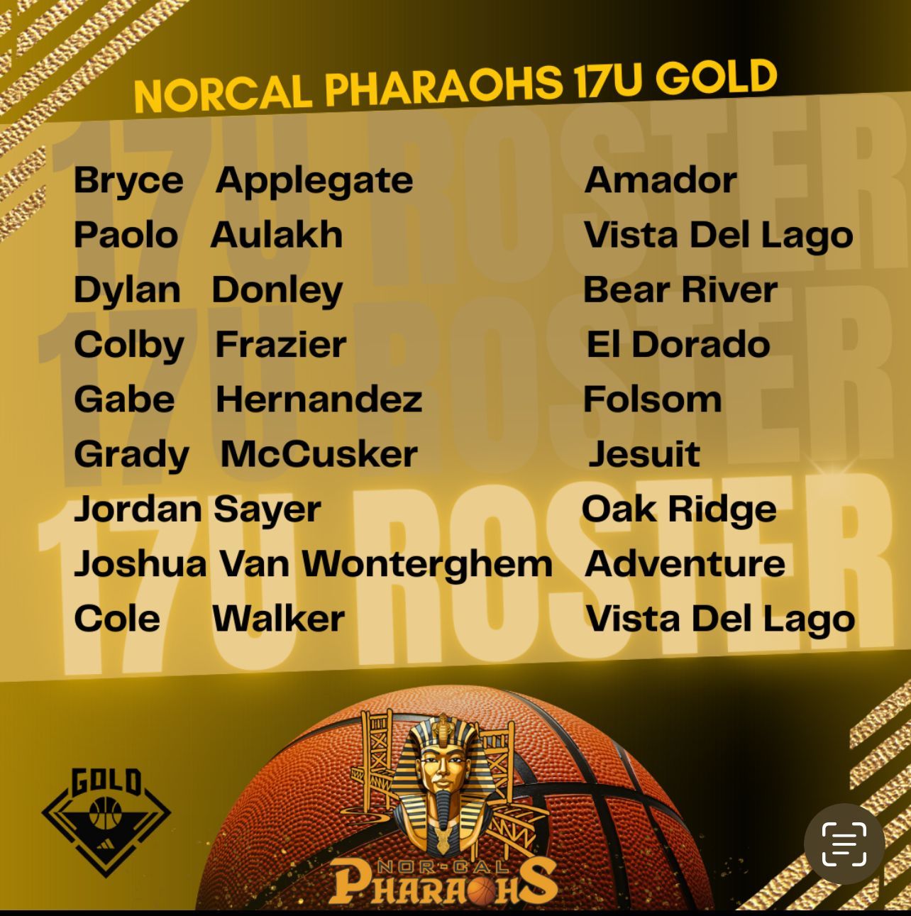 Adidas 3Stripes Gold West 1 17U Gold Roster