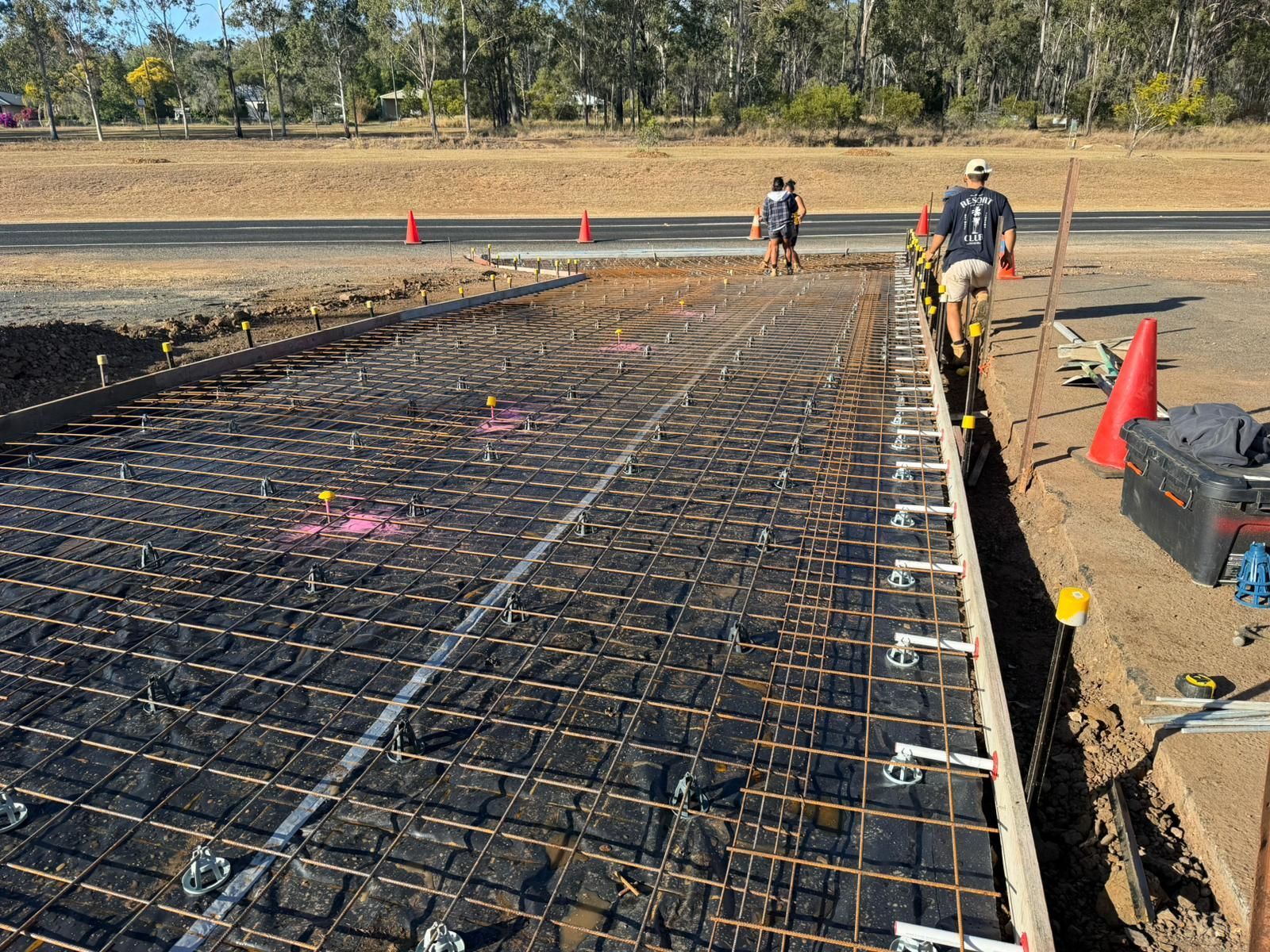 Construction Site With Rebar Foundation Grid — TP Concreting In Warilla, NSW