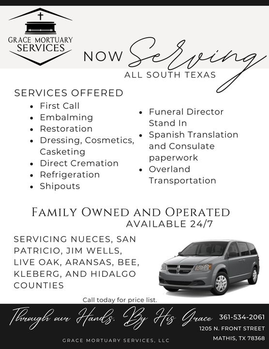 Cremation, removal, mortuary, corpus christi