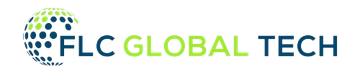 A logo for flc global tech with a globe in the middle