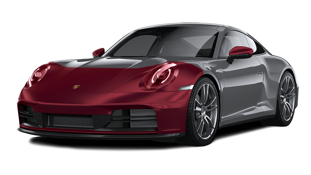 A red porsche 911 is shown on a white background.