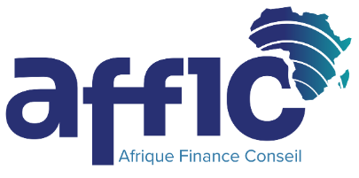 Logo d'AffiC, Afrique Finance Conseil, représentant une carte de l'Afrique en bleu et turquoise.