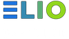 Blue, teal, and green E, L, I, O letters on a white background