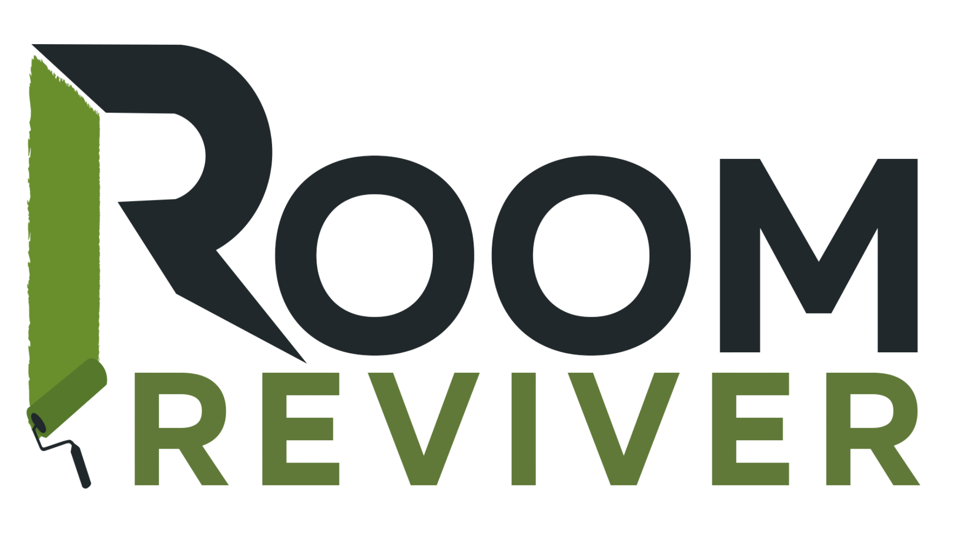 Room Reviver logo with black and green text and a stylized green door icon