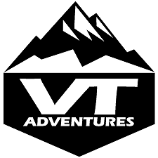 Black and white logo: mountain silhouette above
