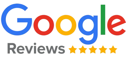 Logotipo de Google Reviews con cinco estrellas amarillas