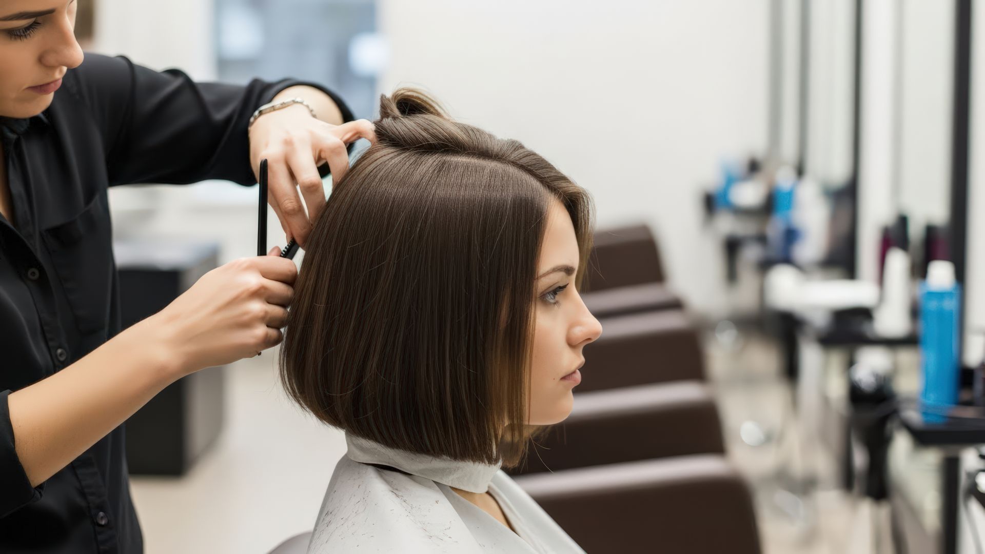 hair cut and color american fork stylist cutting hair.