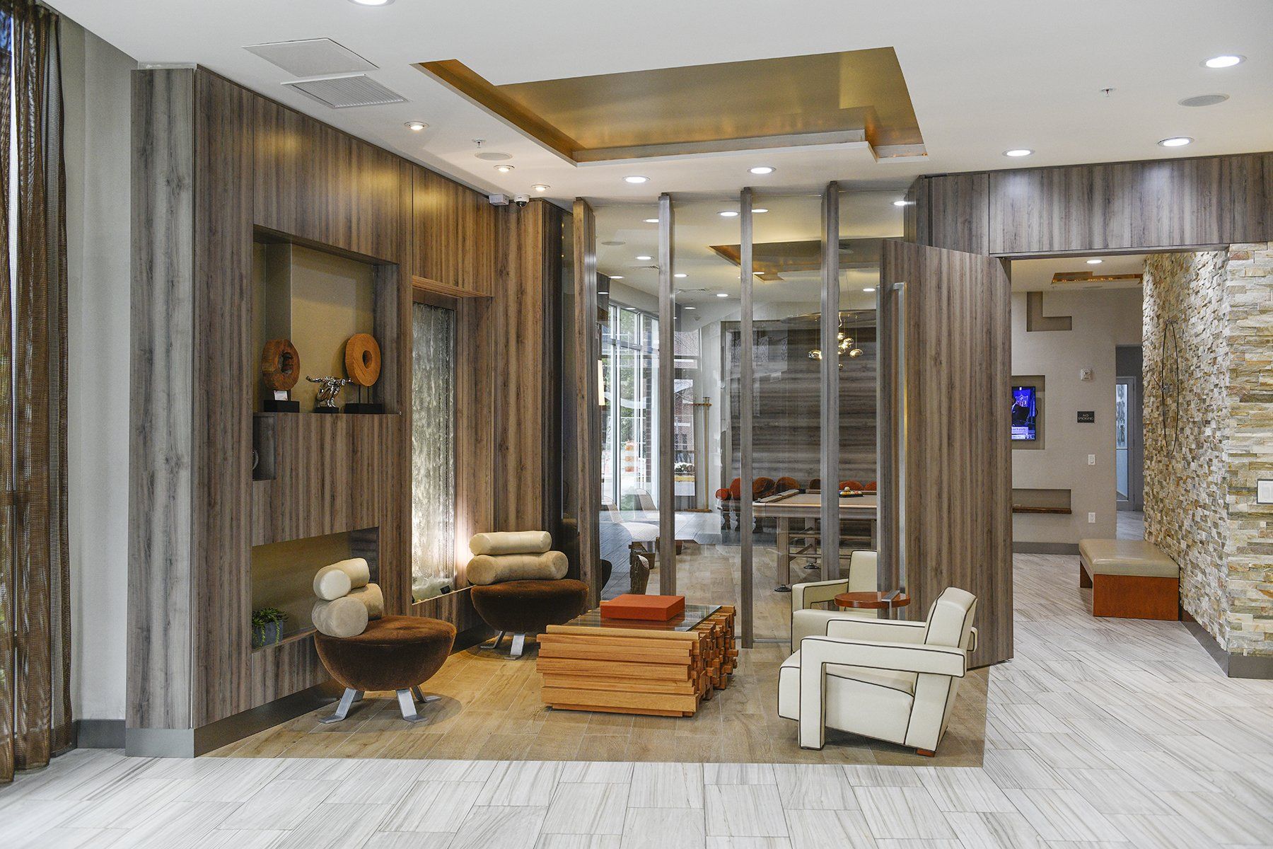 Interior photo of apartment lobby