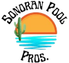 Sonoran Pool Pros logo: cactus, sun, water illustration. Text reads "Sonoran Pool Pros."