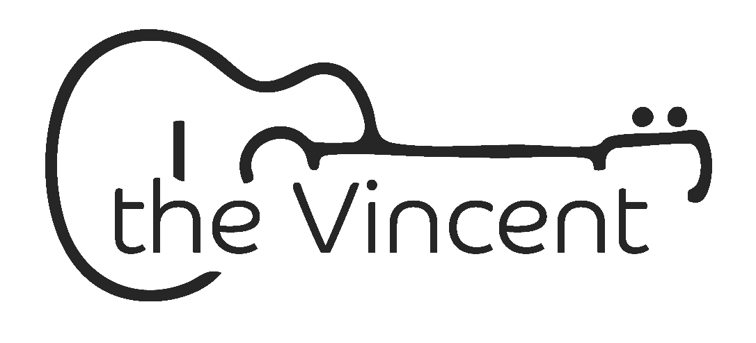 Logo with a guitar outline spelling