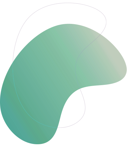 Green fluid bubble shape graphic with white outline