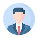 An icon of a man in a suit and tie without a face.