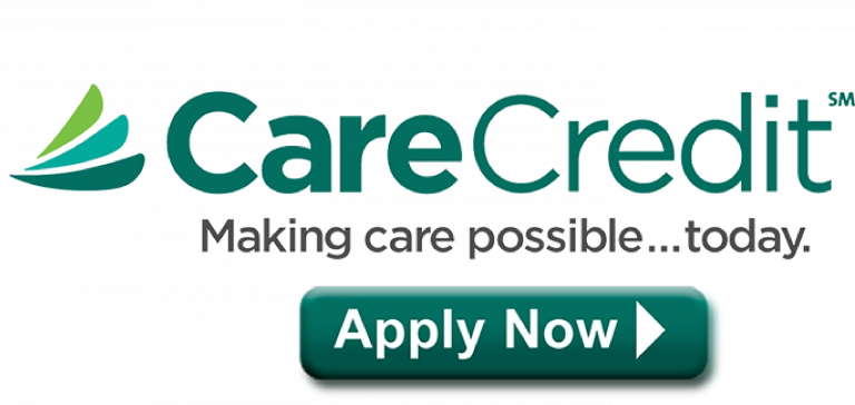 Click Here For Care Credit CareCredit logo with