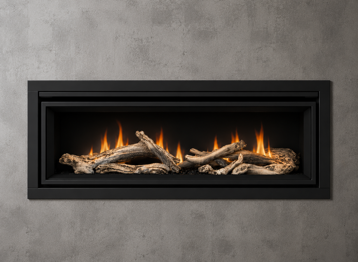 Enviro C44 gas fireplace with wide viewing area and contemporary styling