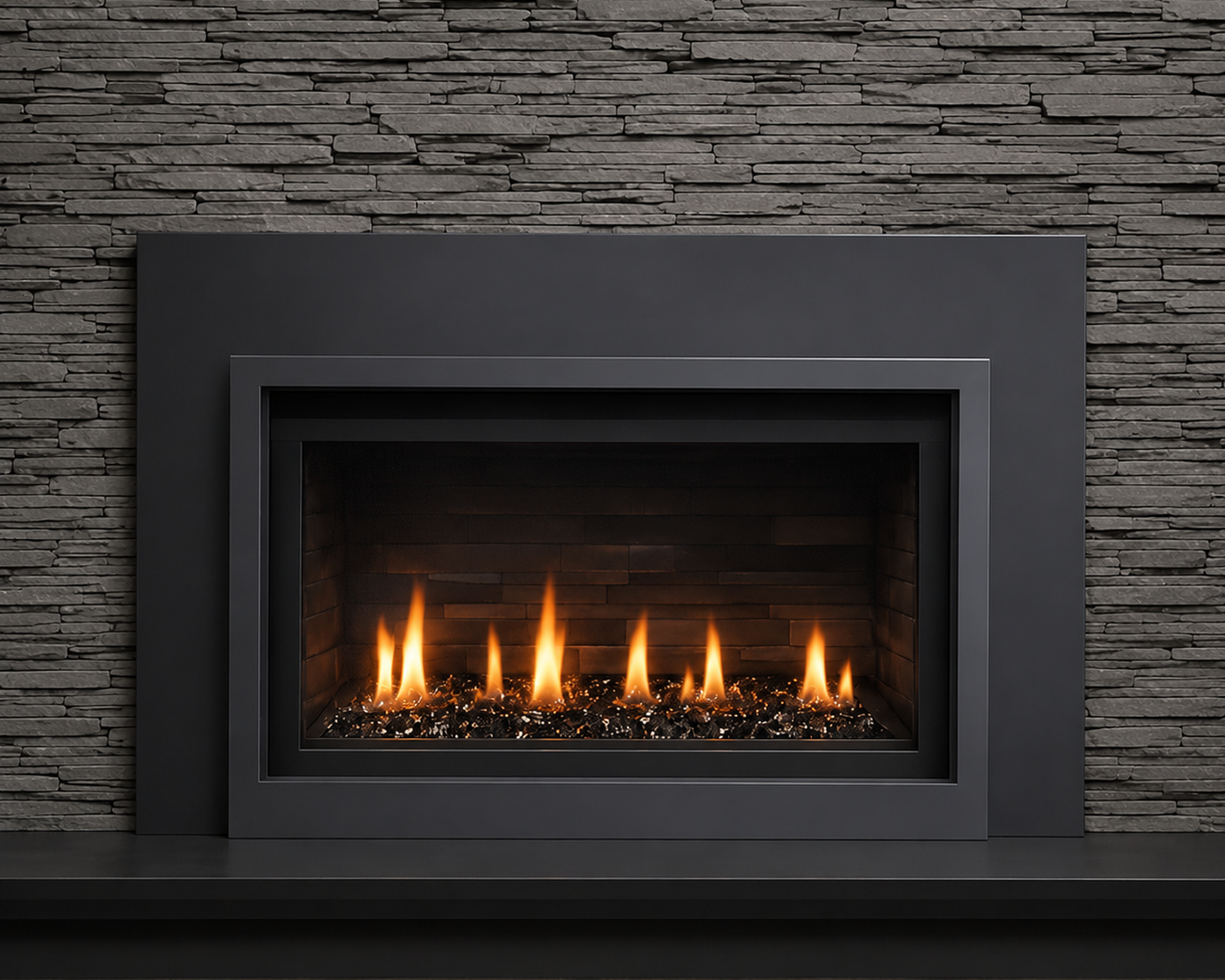 Napoleon XIR3NSB4 gas insert with black surround and decorative log set