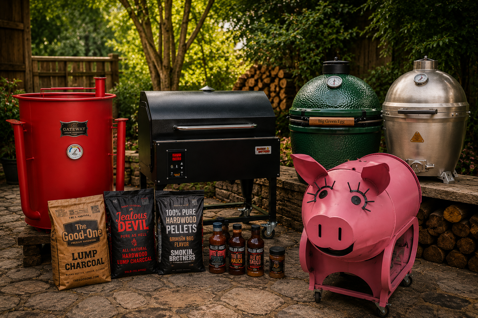 Pellet smokers, drum smokers, and kamado grills for backyard barbecue enthusiasts