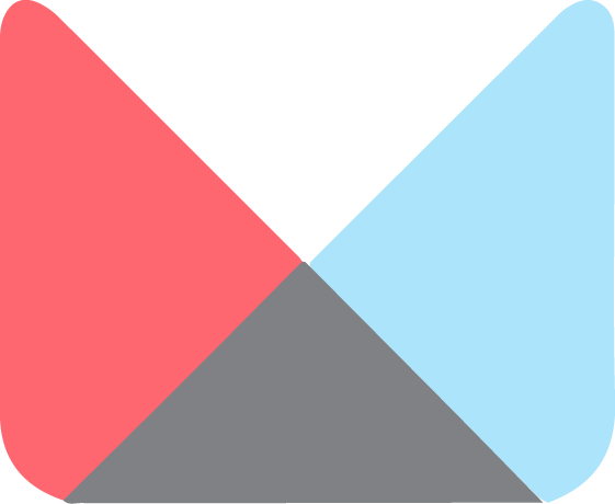 A red , gray , and blue triangle on a white background