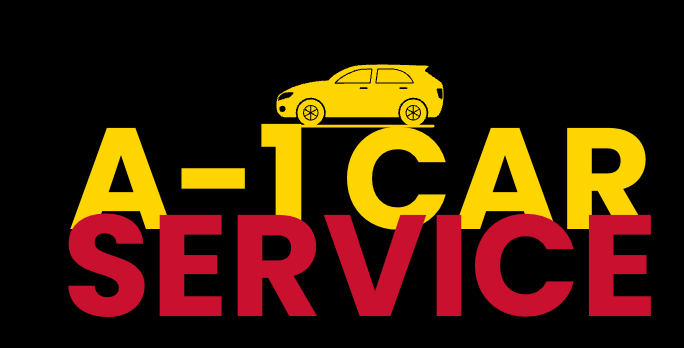 A-1 CAR SERVICE A logo against a black background with a yellow car above the yellow text