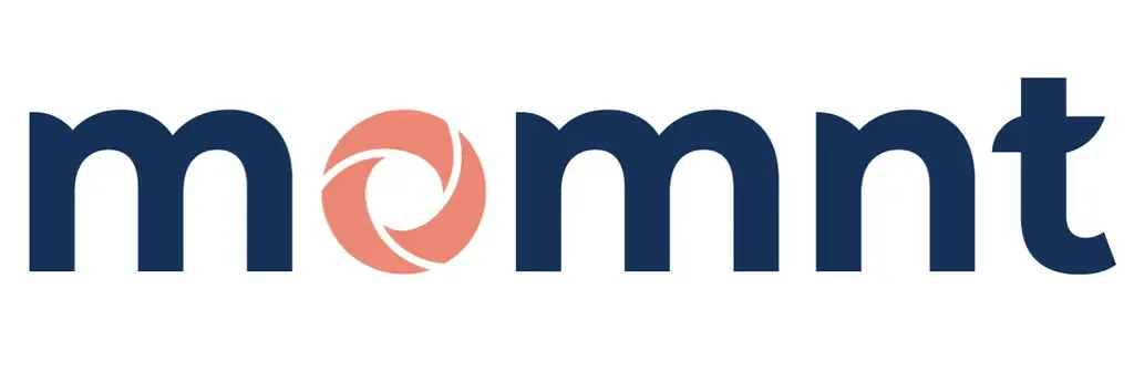 Logo with dark blue lowercase text and an orange circular swirl in the center
