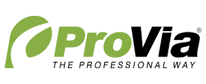 The provia logo is green and black and says the professional way