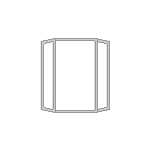 A drawing of a window with three frames on a white background.