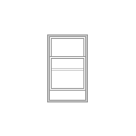 A drawing of a window with three windows on a white background.
