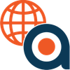 A logo with a globe and a letter a