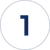 Blue number 1 inside a thin gray circle on a white background