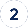 Blue number 2 inside a light gray circle on a white background