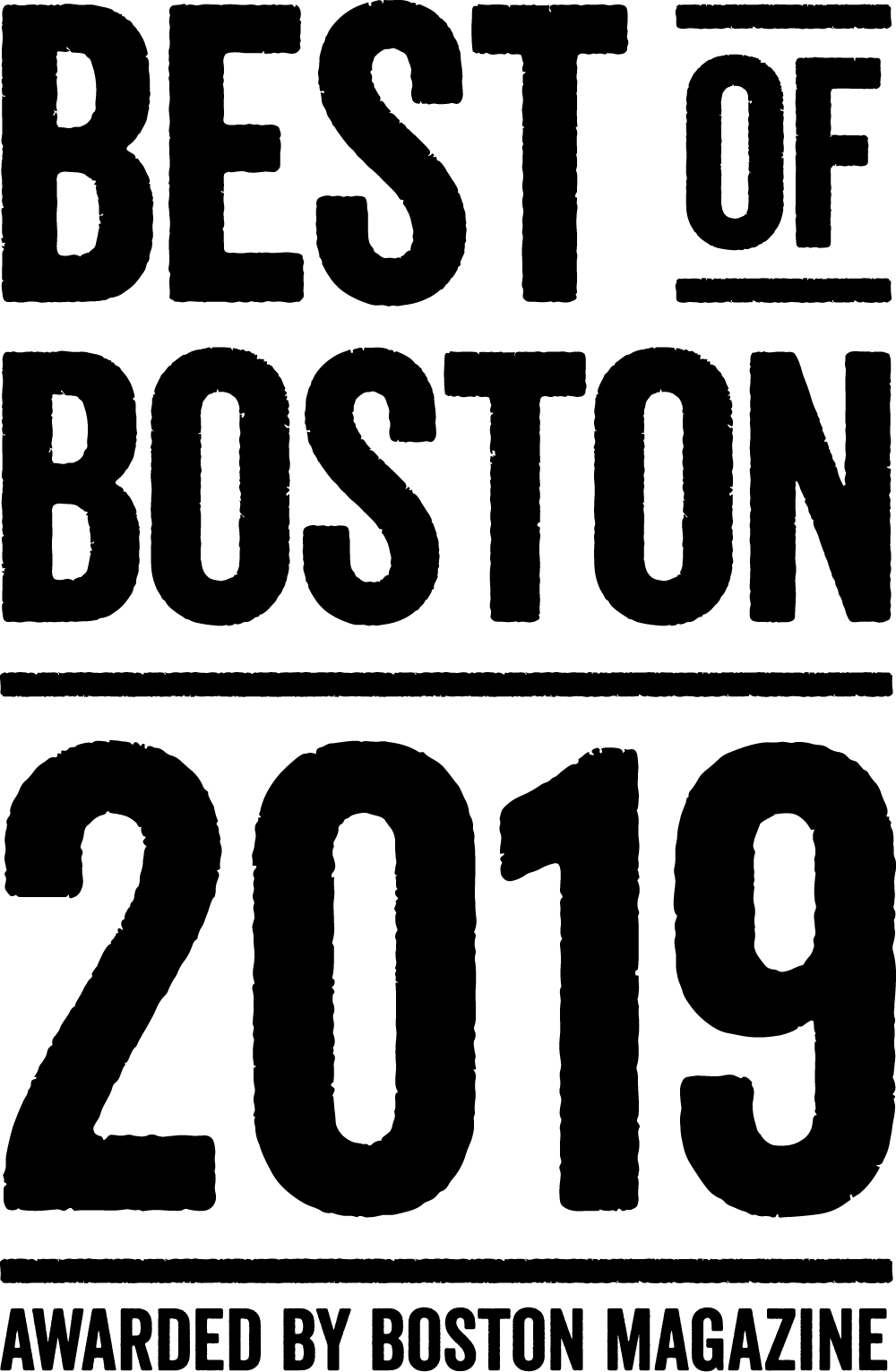 Black-and-white “Best of Boston 2019” award badge from Boston Magazine