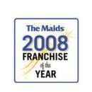 The Maids 2008 Franchise of the Year award logo with blue and gold text on white background