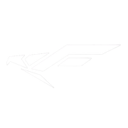 A white line drawing of a bird on a white background.