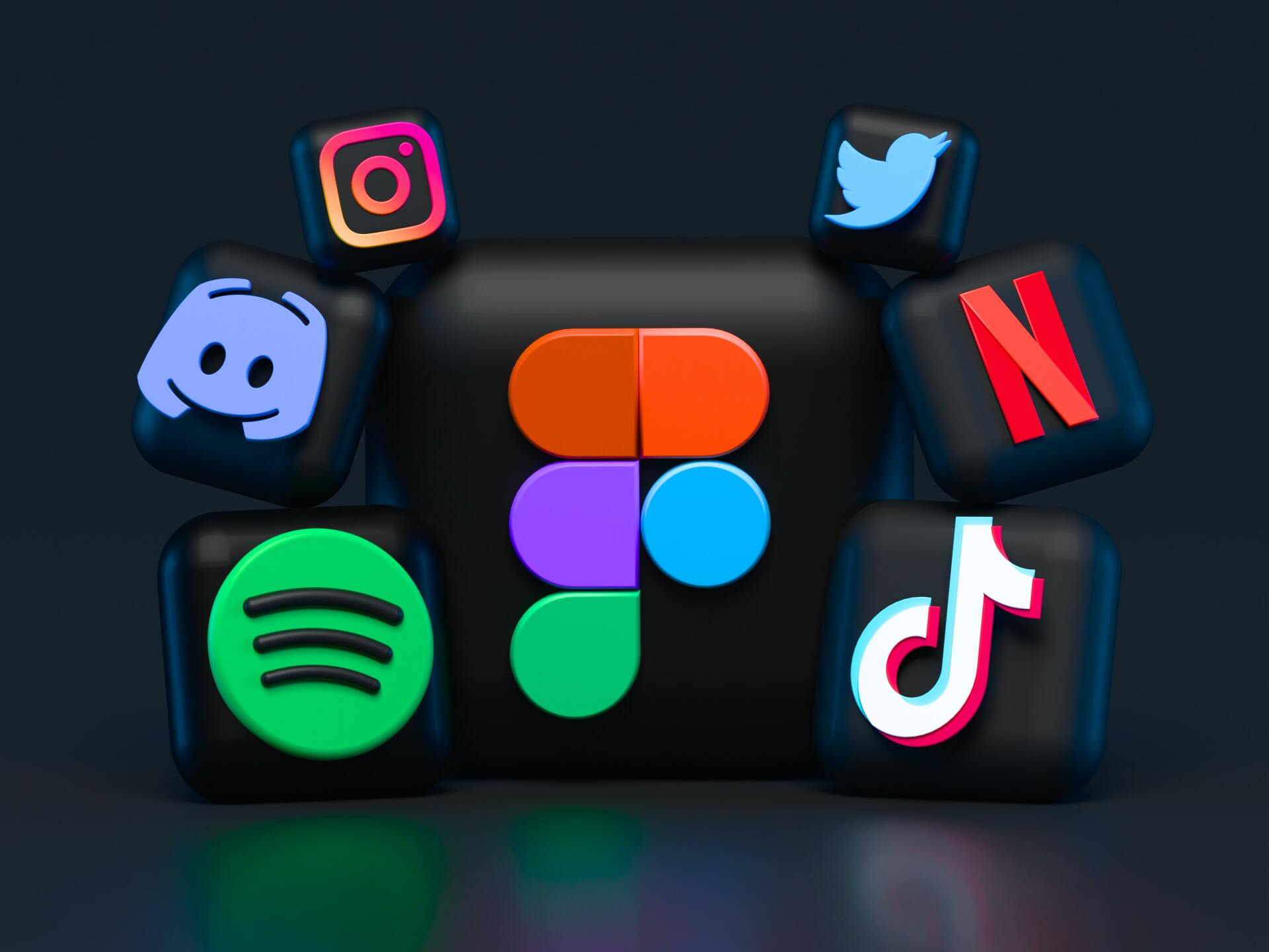 A bunch of social media icons are stacked on top of each other.