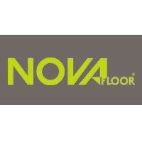 Logo for Nova Floor, featuring the name in green lettering on a gray background. 