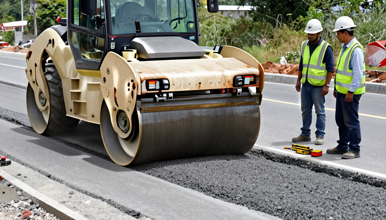 Compactación en bases para pavimentos en obra vial