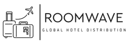 RoomWave logo: suitcases, airplane, and text 