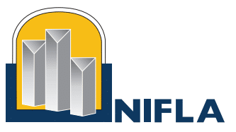 A blue and yellow logo for a company called nifla