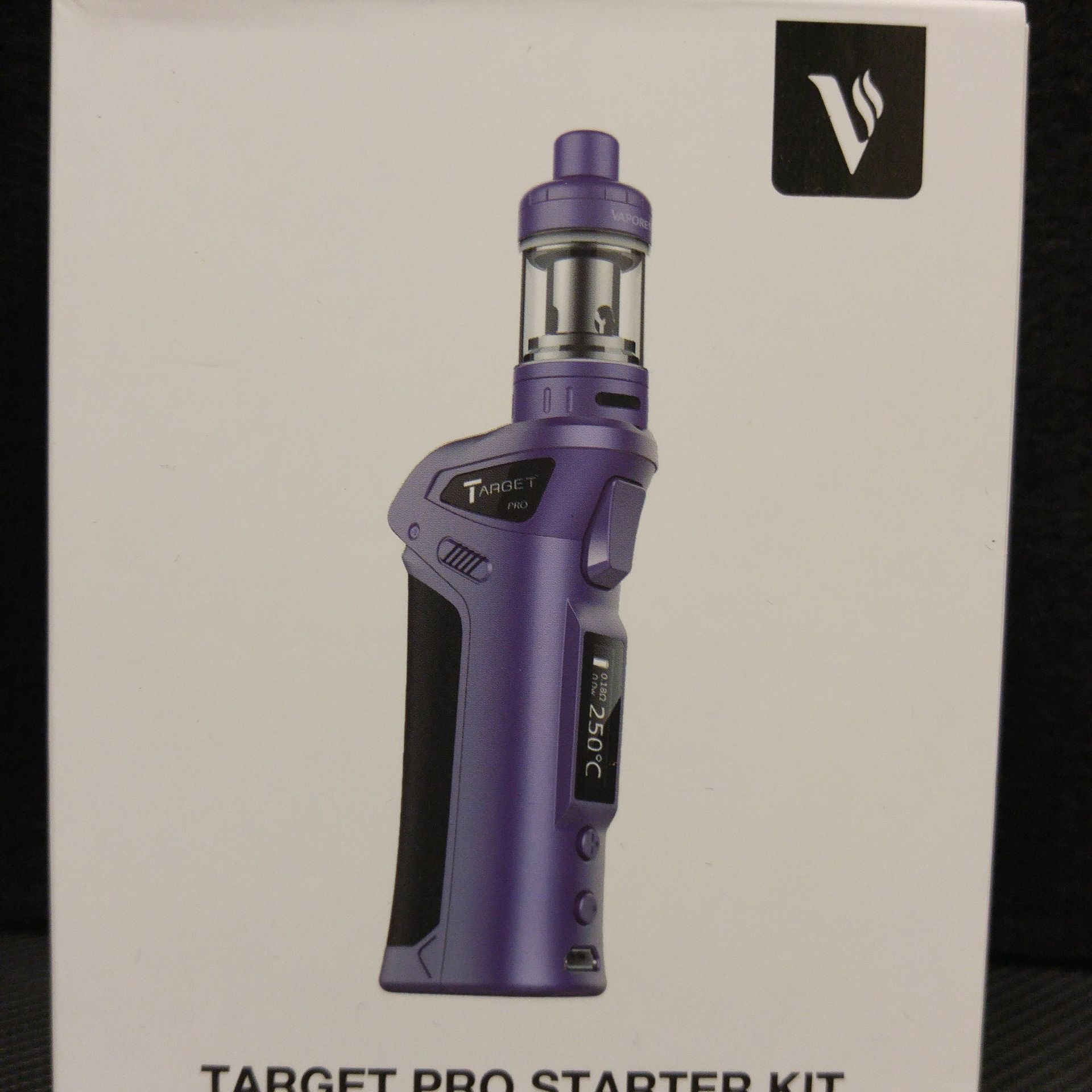 A purple target pro starter kit in a white box