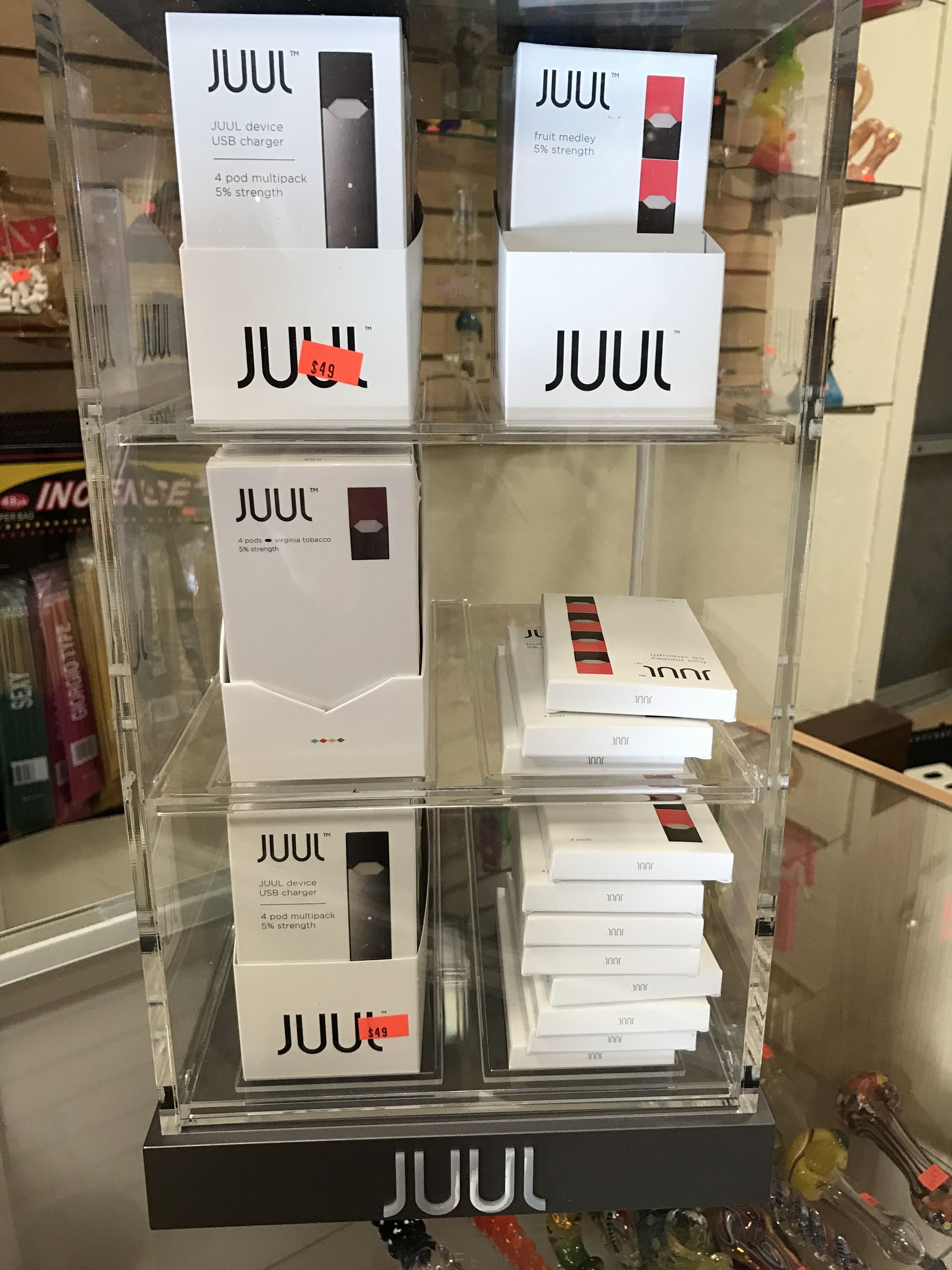 A display of juul products in a store
