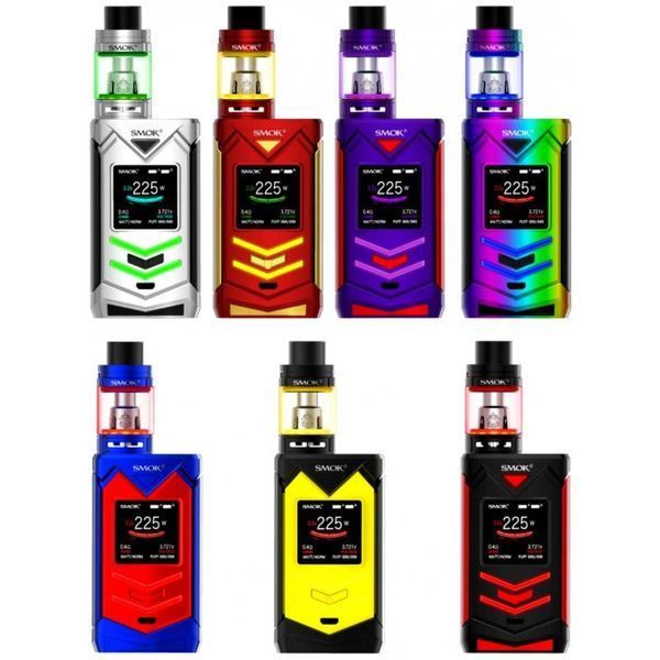 A variety of electronic cigarettes are lined up on a white background