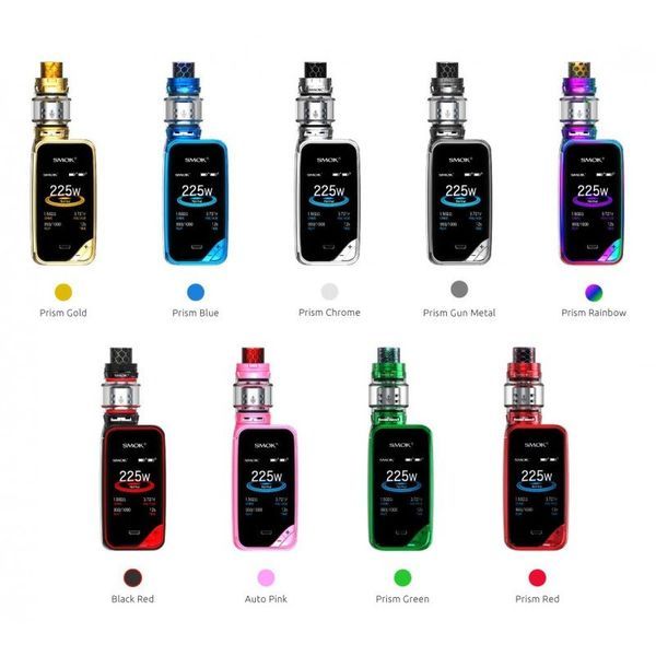 A bunch of different colored electronic cigarettes on a white background
