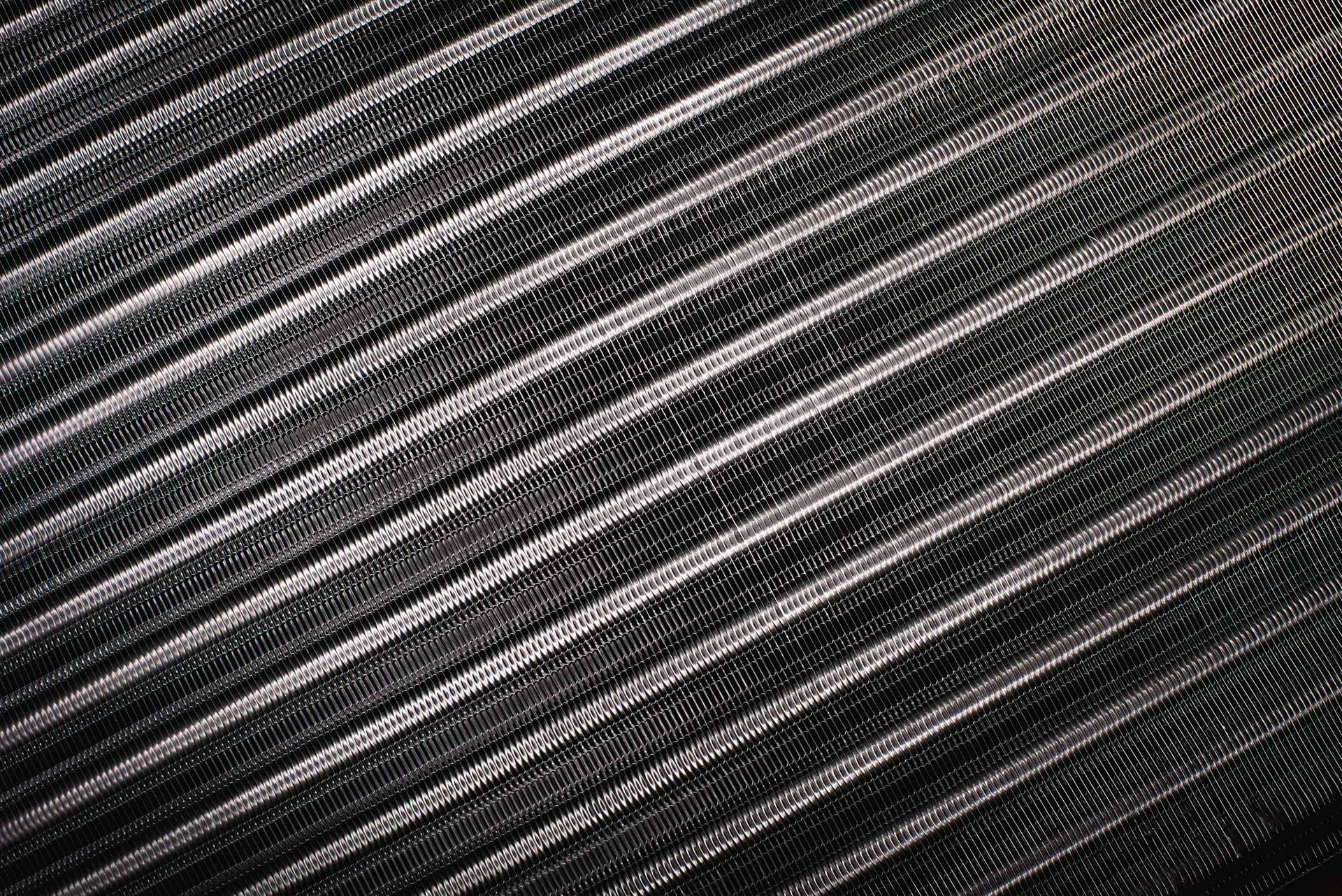 Close-up shot of a truck cooling radiator.