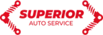 Superior Auto Service logo in red with wrench graphics on both sides