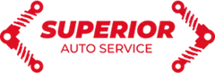 Superior Auto Service logo in red with wrench graphics on both sides