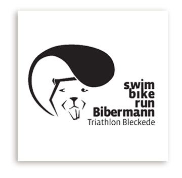 Ein schwarz-weißes Logo für Bibermann Triathlon fleckede
